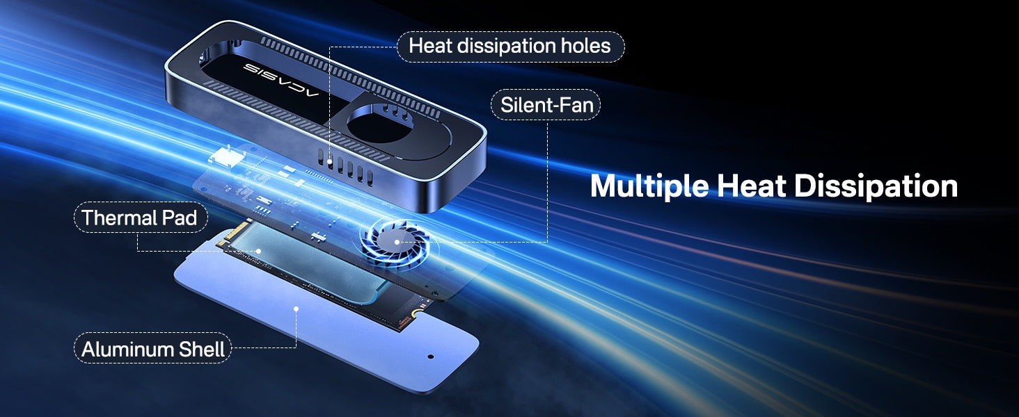 ACASIS 10Gbps Built In Fan USB 3.1 M.2 2230/42/60/80 NVME SSD Case