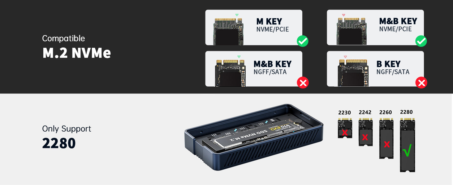 Acasis 40Gbps Tool-free M.2 NVMe SSD Enclosure Compatible with