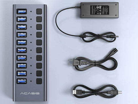 Acasis Multi USB 3.0 Hub 10 ports High Speed With ON OFF Switch Adapter Splitter