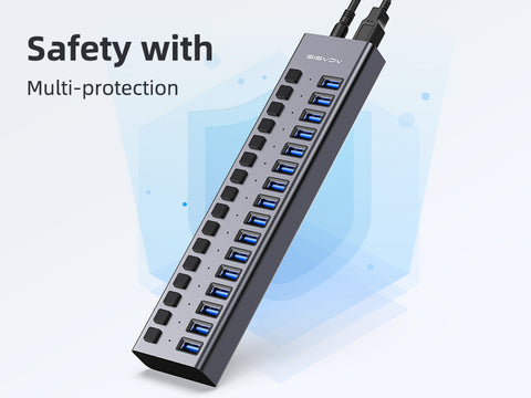 Acasis Multi USB 3.0 Hub 16 ports High Speed With Individual On/Off Switches Splitter, AC-HS716