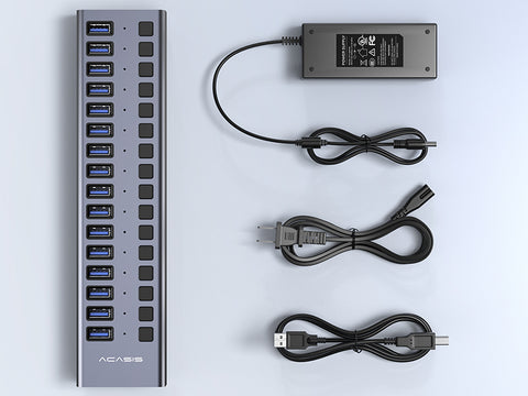 Acasis Multi USB 3.0 Hub 16 ports High Speed With Individual On/Off Switches Splitter, AC-HS716