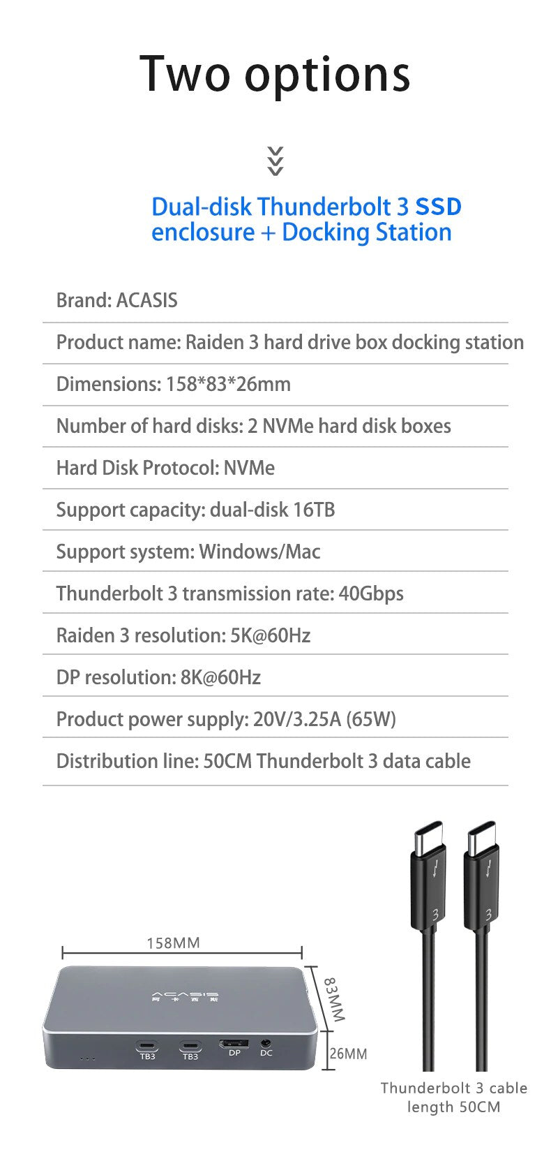 Acasis Thunderbolt 3 Enclosure DualQuad Disk M.2 NVME Case