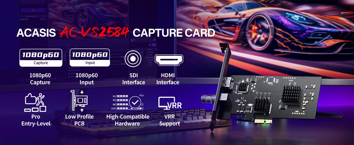 ACASIS HD Capture Card SDI HDMI PCIE 1920 1080P 60FPS Capture Record