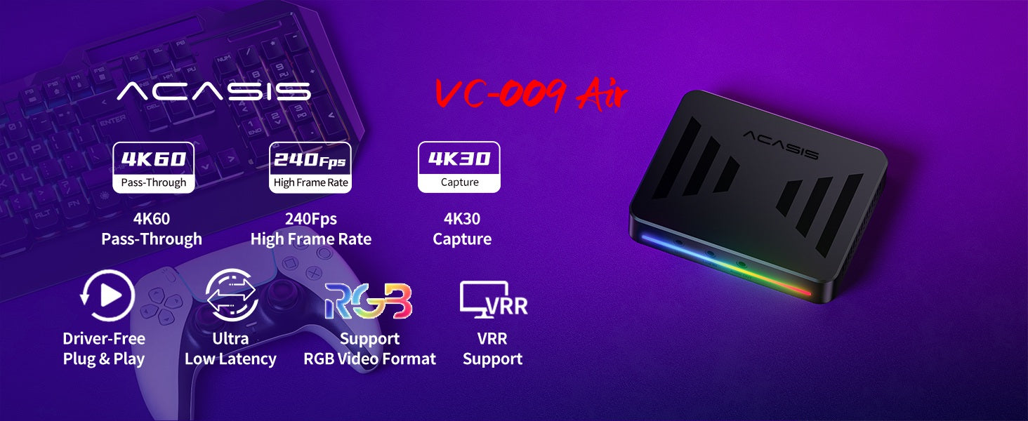 Acasis 4KP60 HDR Pass-through HDMI 2.1 Capture Card with Streaming