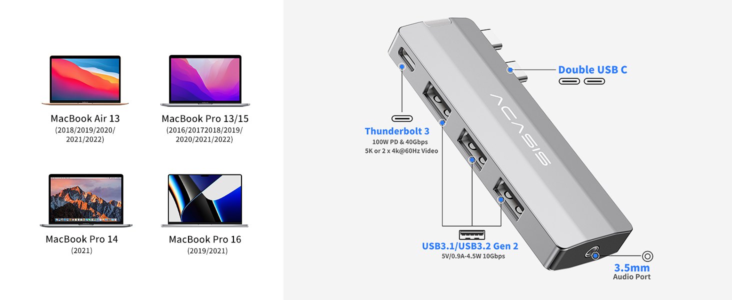 ACASIS 5-in-1 Hub for 2022-2016 MacBook ProAir