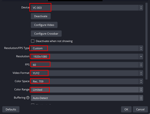 Capture settings for OBS software in Windows system