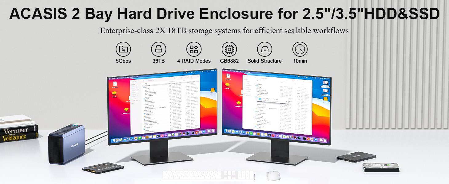 ACASIS 2 Bay External Array 2.5"/3.5" USB 3.0 to SATA HDD RAID Enclosure