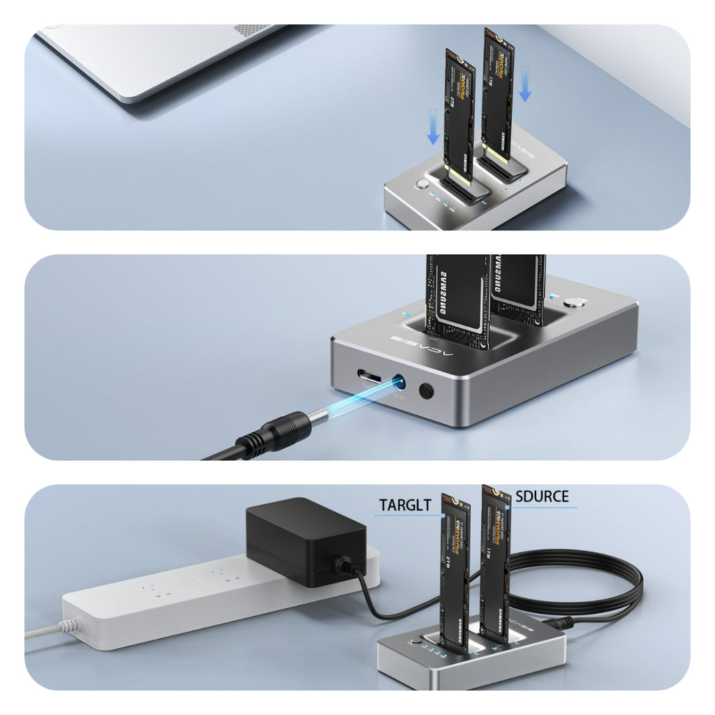 ACASIS NVMe M.2 Duplicator Dual-Bay Offline Clone USB C to NVME Docking Station