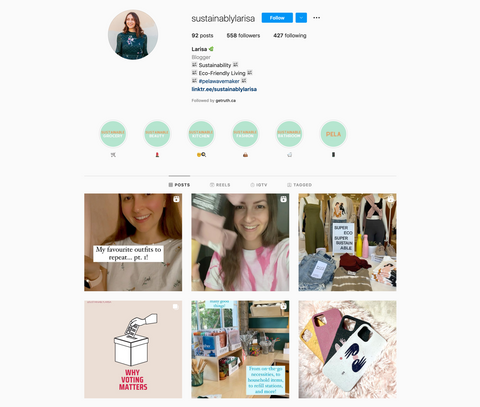 Larisa Southerland's Instagram page