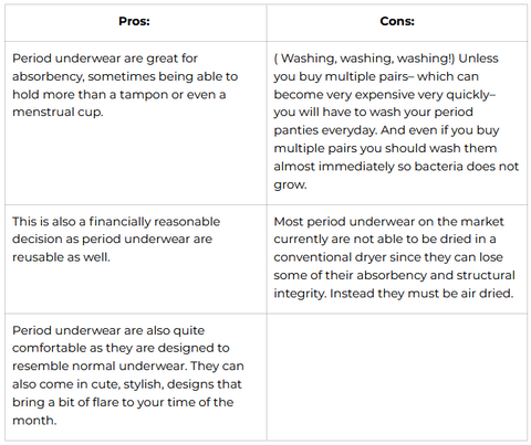 Period Underwear pros and cons