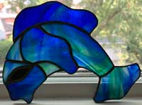 Blue Green Stained Glass Fish Suncatcher