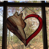 Stained Glass Heart Cat Silhouette