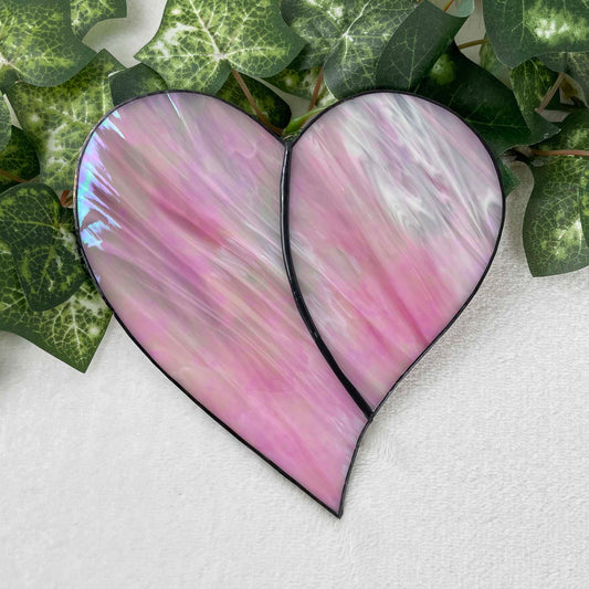 Stained Glass Heart in Dark Red/White Swirl makes perfect lover's gift