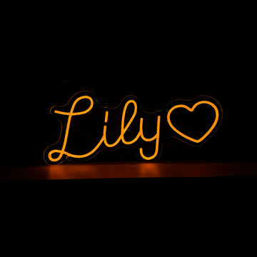 Lilly heart in honey orange custom neon sign