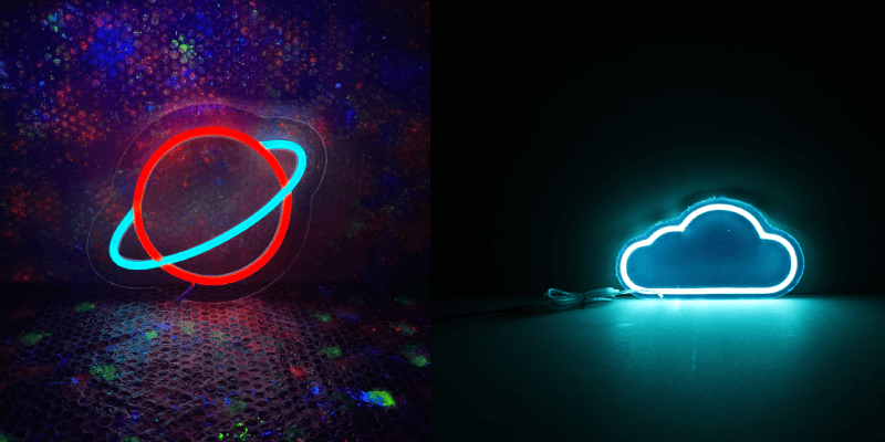 Planet and Cloud Neon Signs