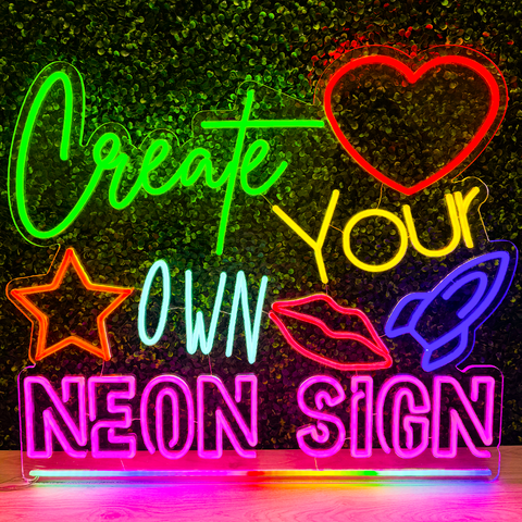 crear un letrero de neón personalizado: letrero de neón en varios colores