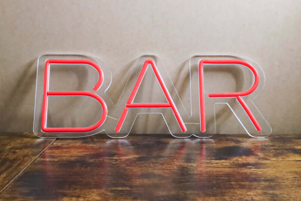 Bar neon sign with board shape - cut to shape
