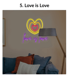 love is love with 3 hearts led neon sign