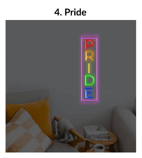 Sinal de néon de LED vertical do orgulho