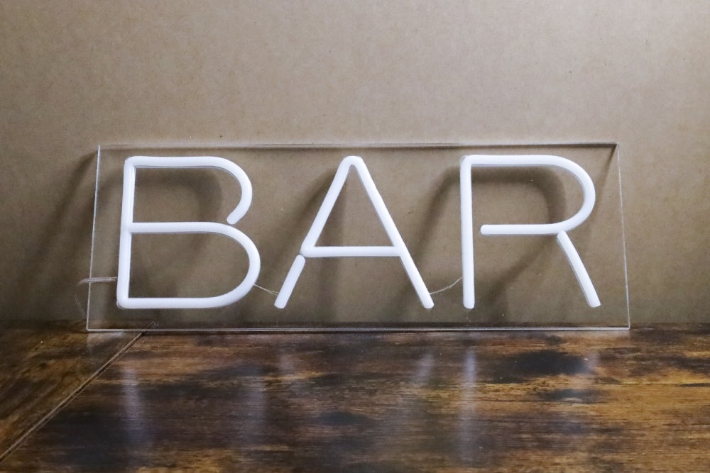 white bar neon sign board shape - whole board