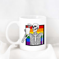 Rainbow Skeleton Drinking Coffee Ceramic Mug