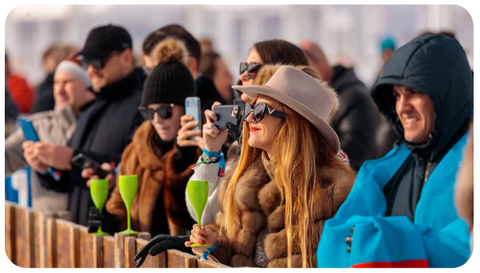 spectators, people watching a game during winter