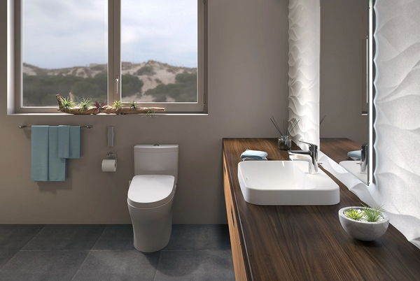 TOTO AQUIA IV WASHLET®+ model installed in minimalist bathroom