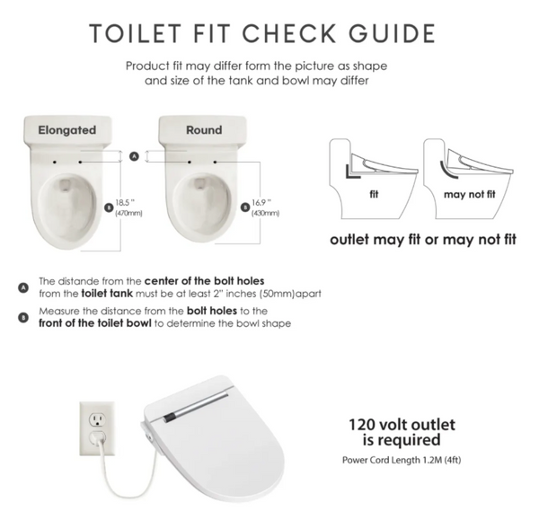 Vovo Stylement Bidet toilet seat VB-4000S fit guide