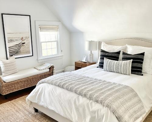 Beautiful bedroom with percale sheets