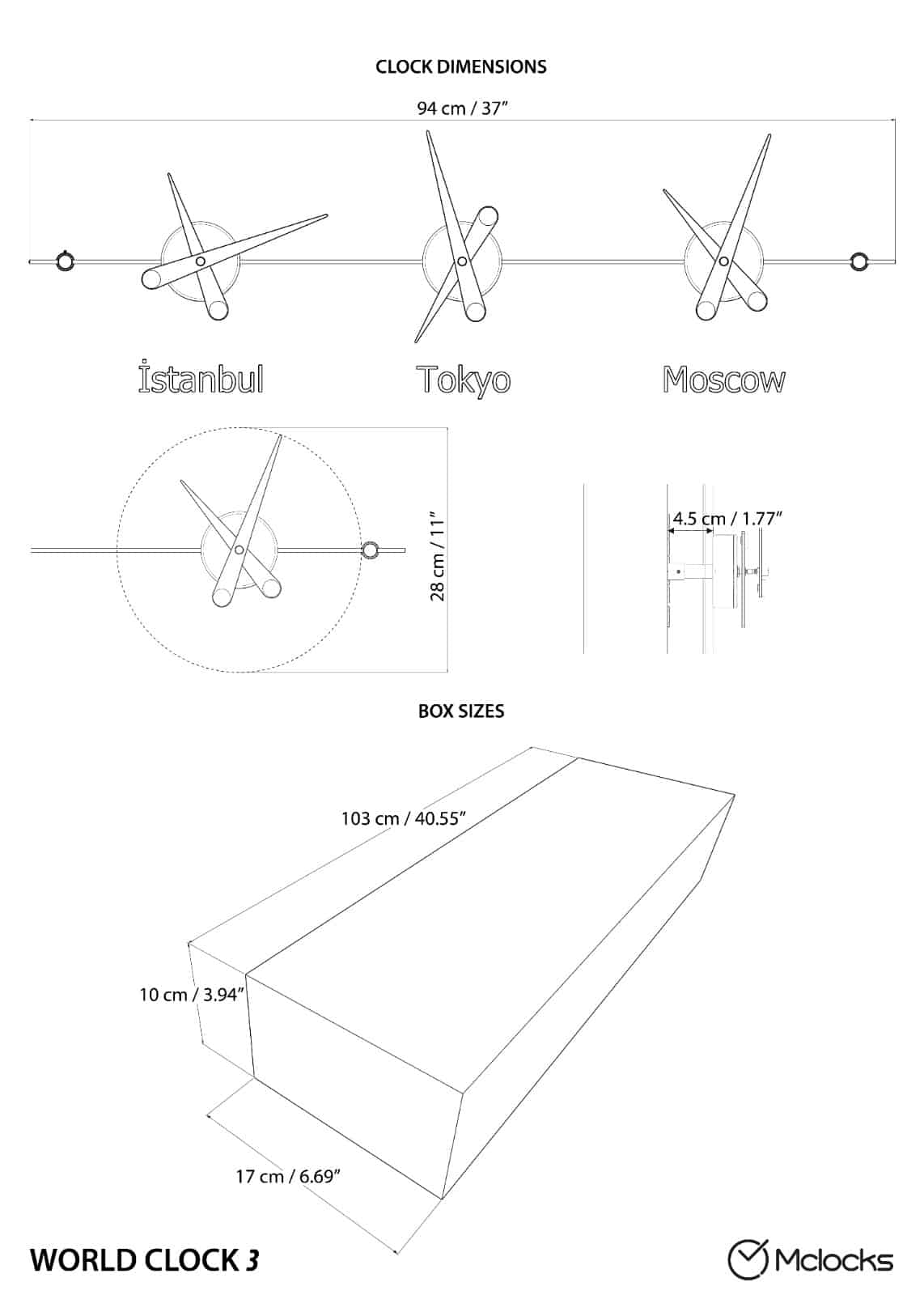 world clock dimensions