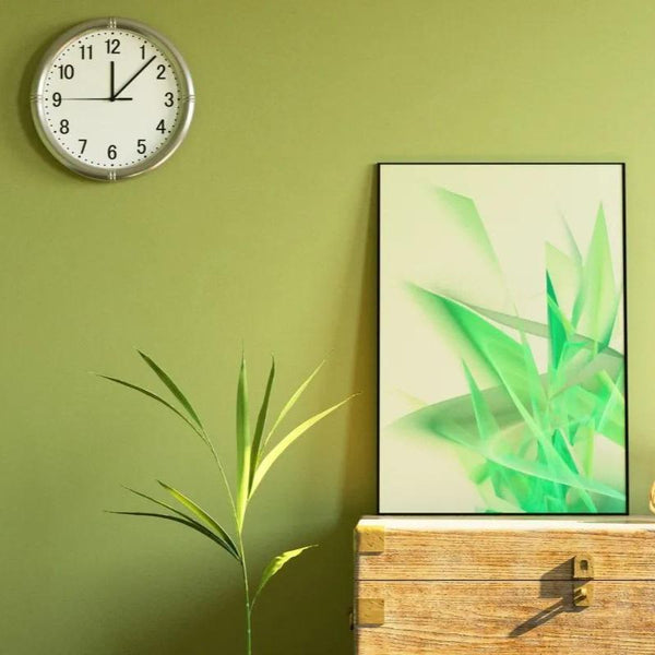 green wall and around clock over the table to show wall decor ideas around clock