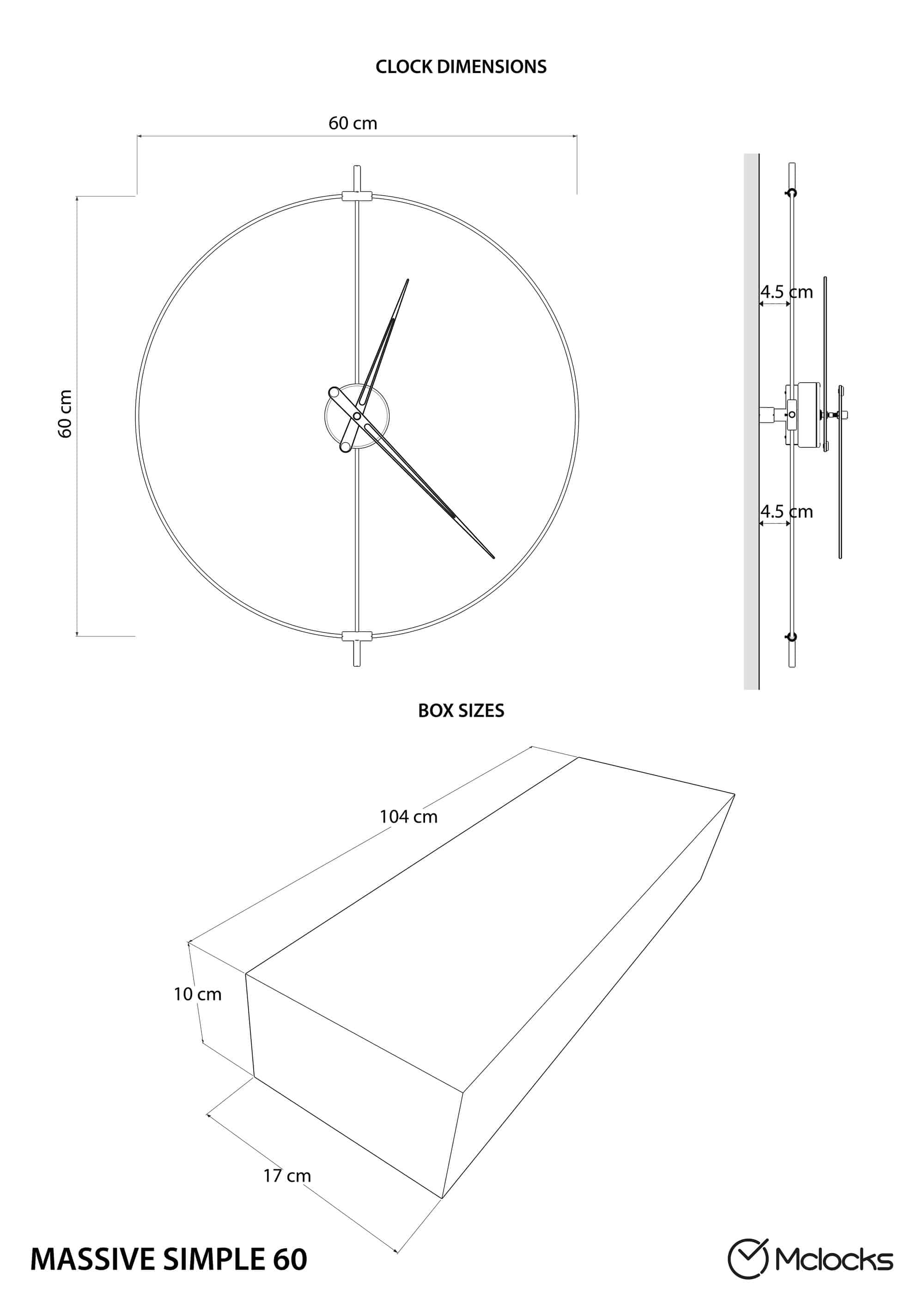 massive simple modern wall clock size