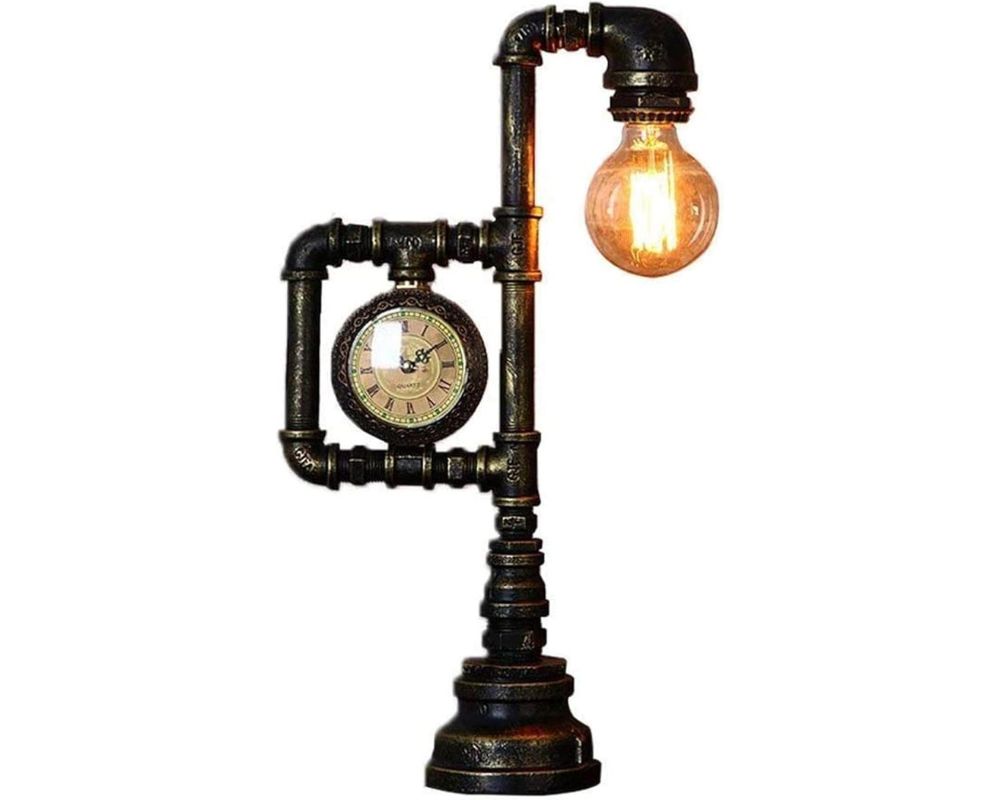 Pipe Desk Clock and Lamp