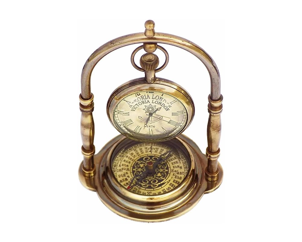 Victoria London Table Clock With Compass Base