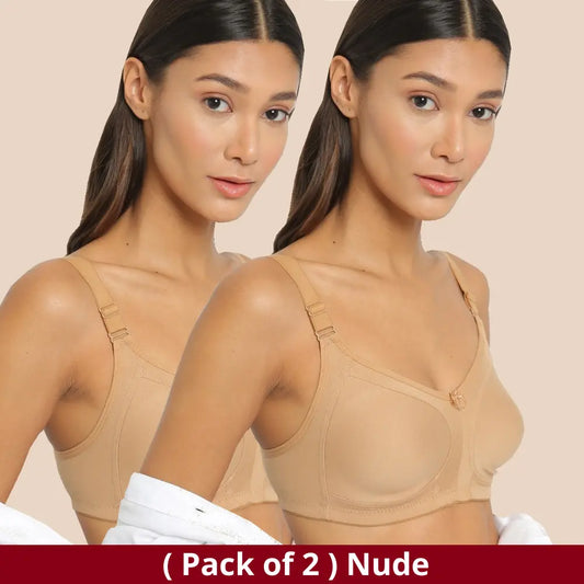 Full Coverage X-Frame Heavy Bust Everyday Cotton Bra, Double Layer