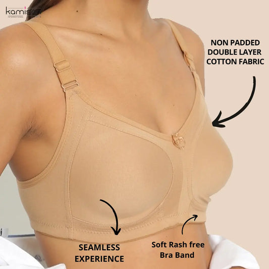 Full Coverage X-Frame Heavy Bust Everyday Cotton Bra| Double Layer| No