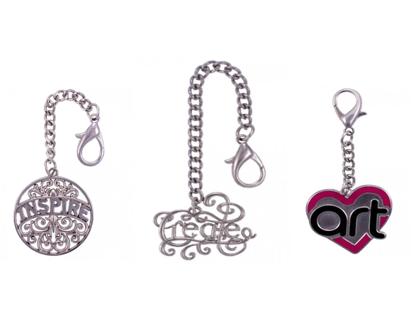 Charm Set of 3- Inspire, Create, Art from the Heart