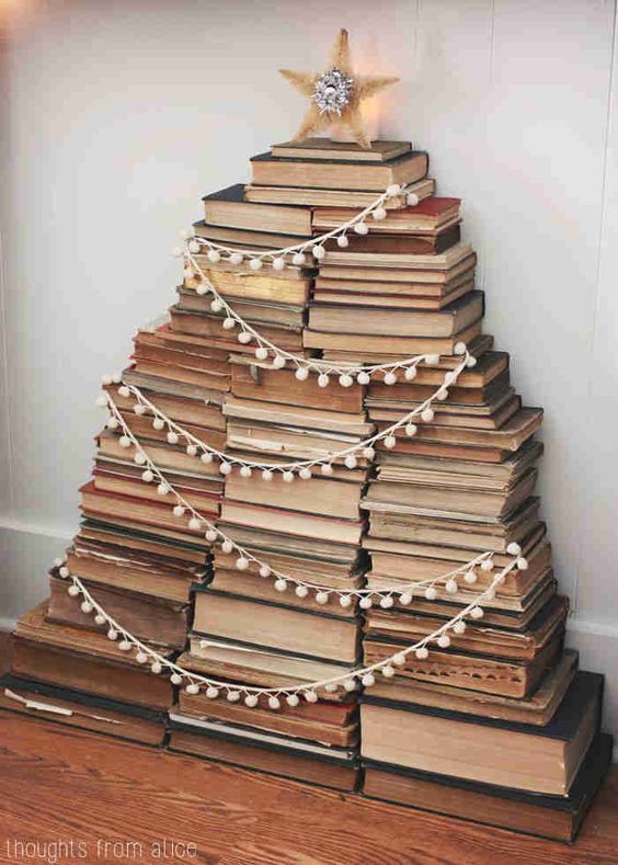 Christmas Trees using vintage books