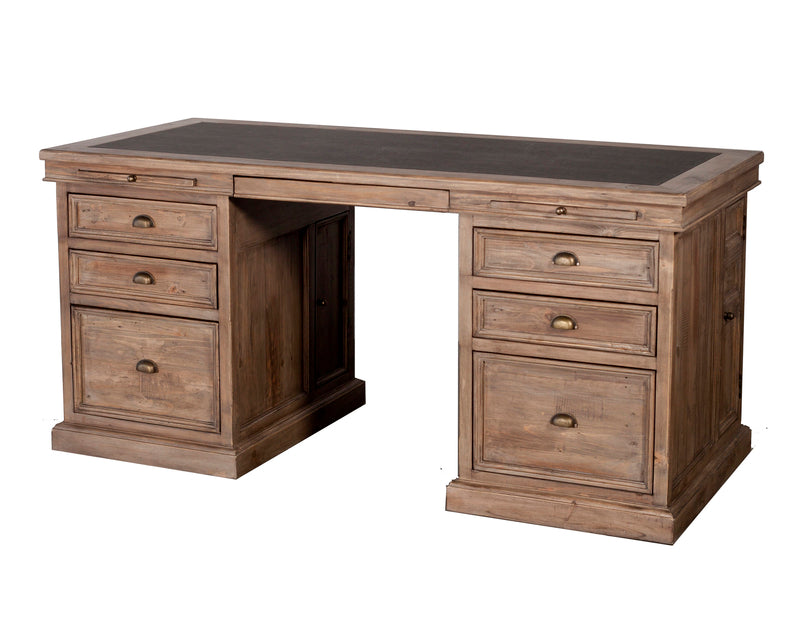 Wycliff Bay Sonoma Double Pedestal Desk in Dark Roast and Natural