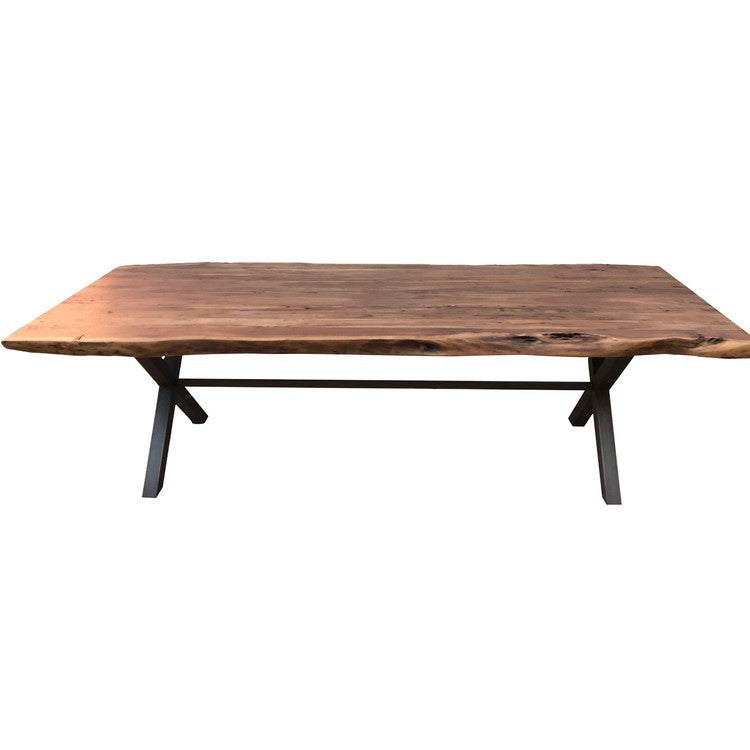 live edge wood bench from urban salvage wood and high recycled content  steel - modern industrial — birdloft