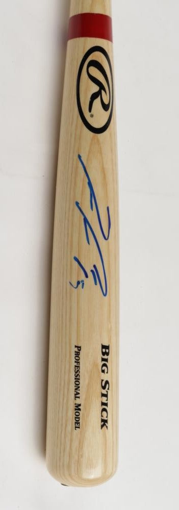 Ronald Acuna Jr Signed Rawlings Pro Blonde Black Ring Baseball Bat (Beckett)