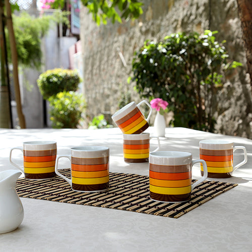 Director Hilton Coffee & Tea Mugs, 170ml, Set of 6 (391) - Clay Craft India