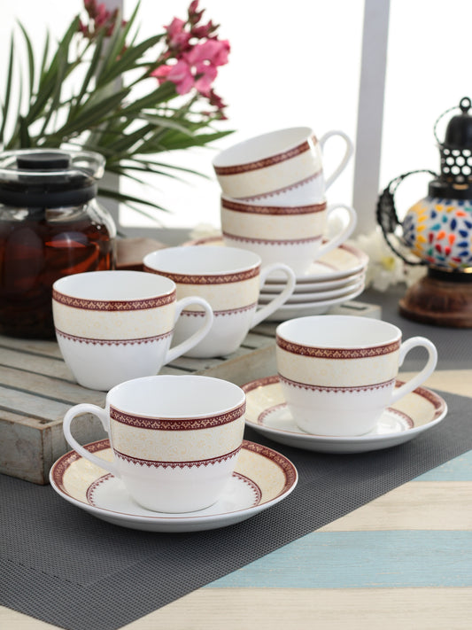 Buy JCPL Cream Cup & Saucer Set of 12 (6 Cups + 6 Saucer) GS302 Online at  Affordable Price – Clay Craft India