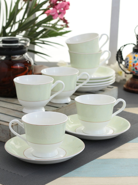 Mona Cup & Saucer GL 110 Series, 120ml, Set of 12 (6 Cups + 6 Saucers)