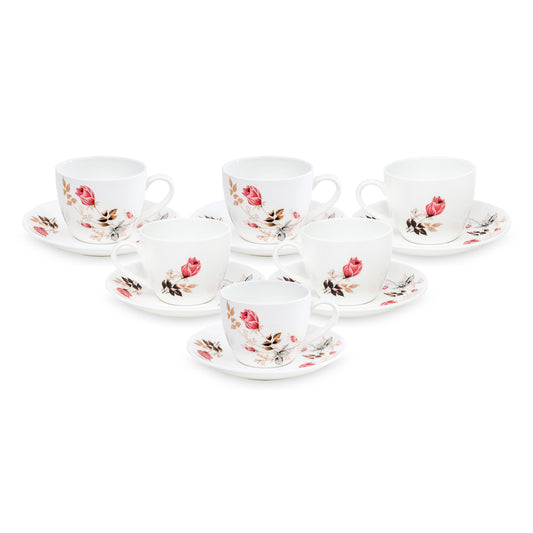 Karina Cup & Saucer, 210ml, Set of 12 (6 Cups + 6 Saucers) Goldline 110