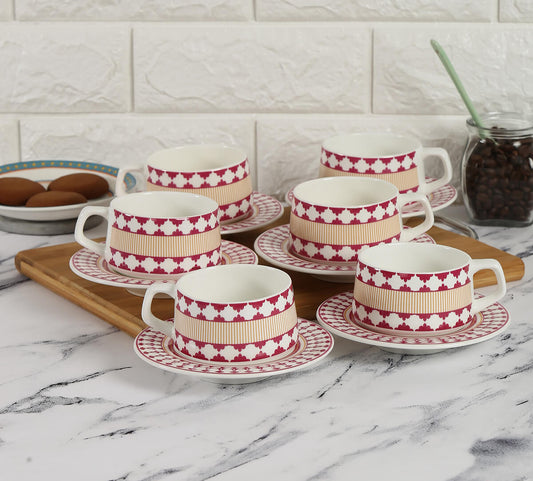 Buy JCPL Cream Cup & Saucer Set of 12 (6 Cups + 6 Saucer) GS302 Online at  Affordable Price – Clay Craft India