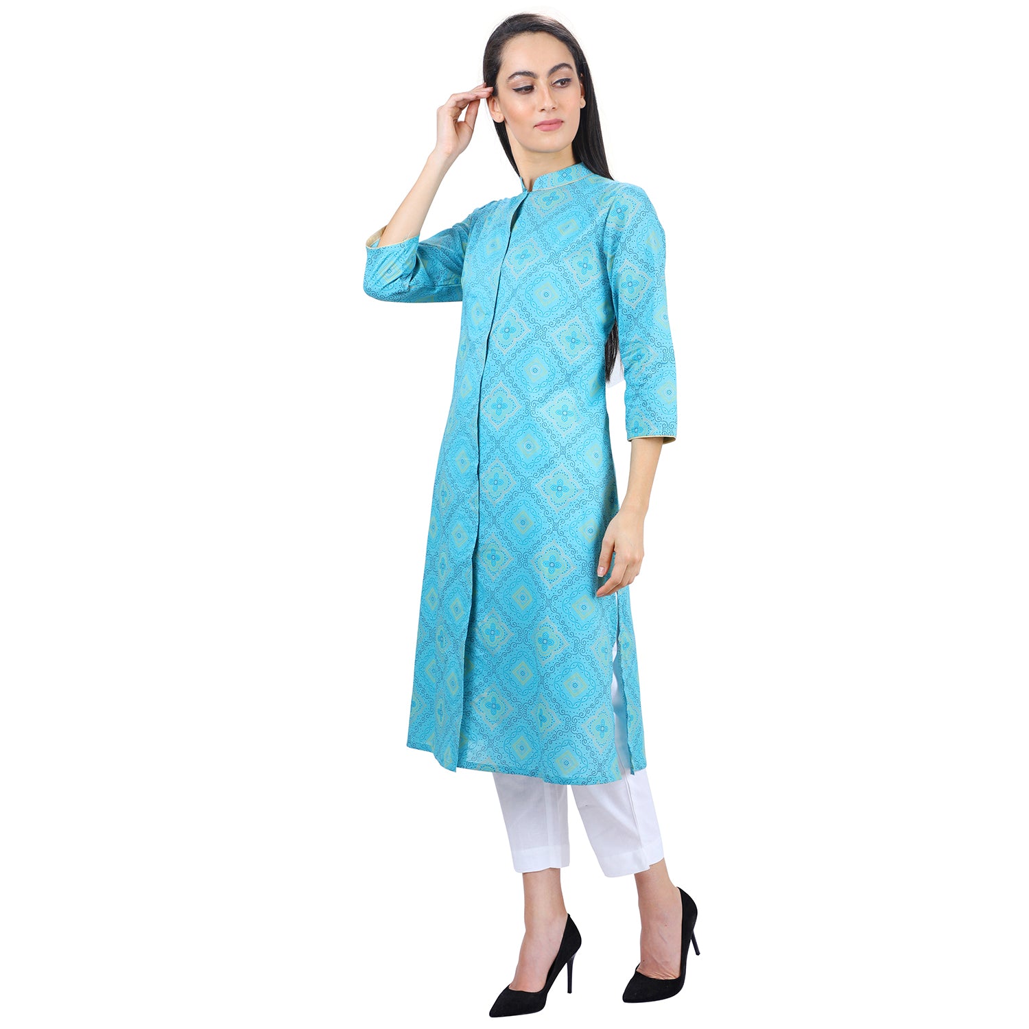 Bandh Gala Eclectic Blue Party Wear Kurti – Uniquestuff