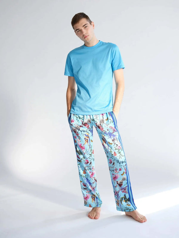 Blue Pinstripes - Men's Silk Pajama Pants