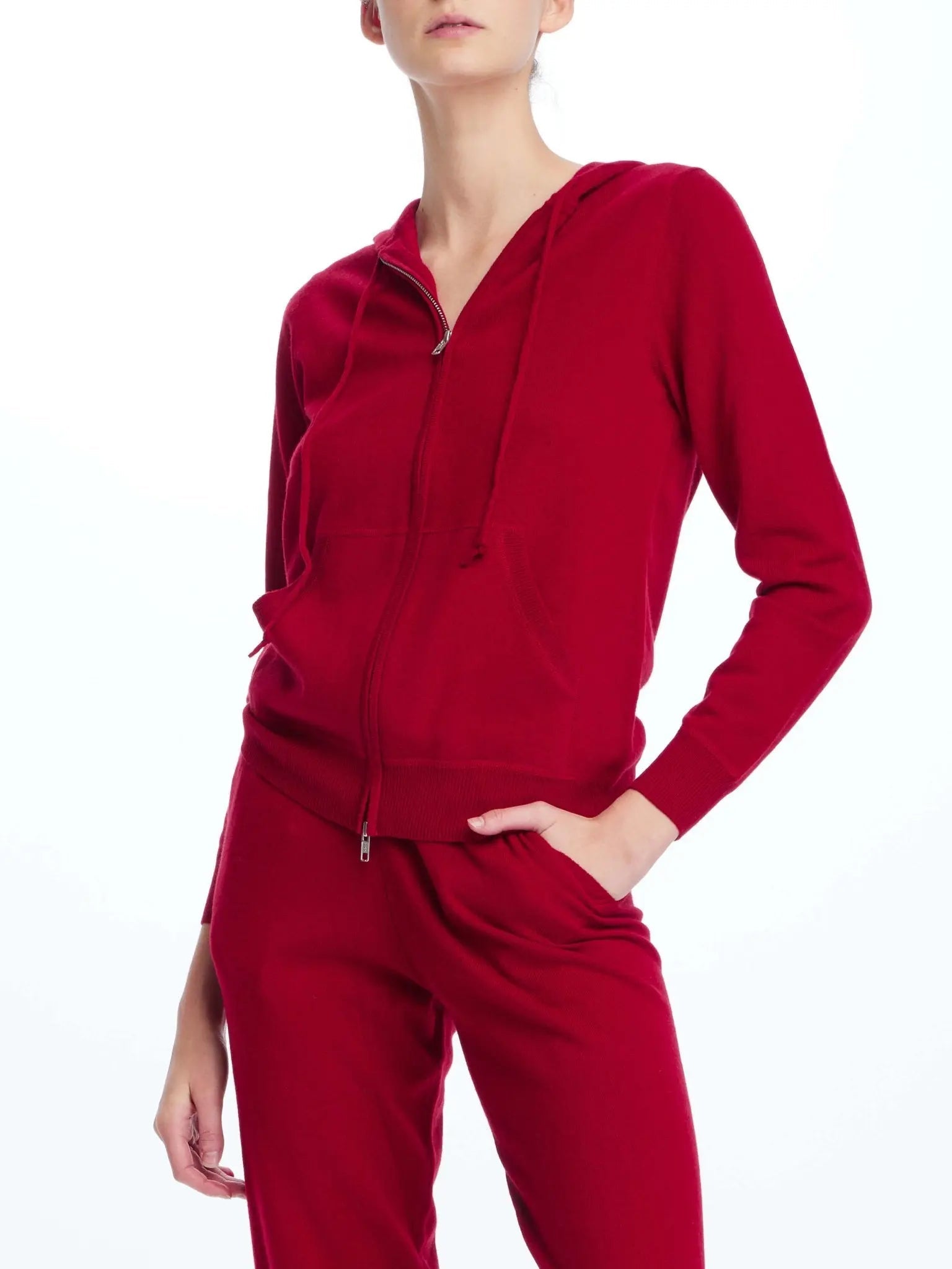 Image of Women's Cashmere Hoodie In Red