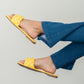Weeboo Cakewalk Woven Square Toe Slides in Yellow Trysh Shanell